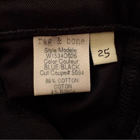 Rag and Bone Black and Blue Womens Size 25 Skinny Ankle Pants - Picture 5 of 6